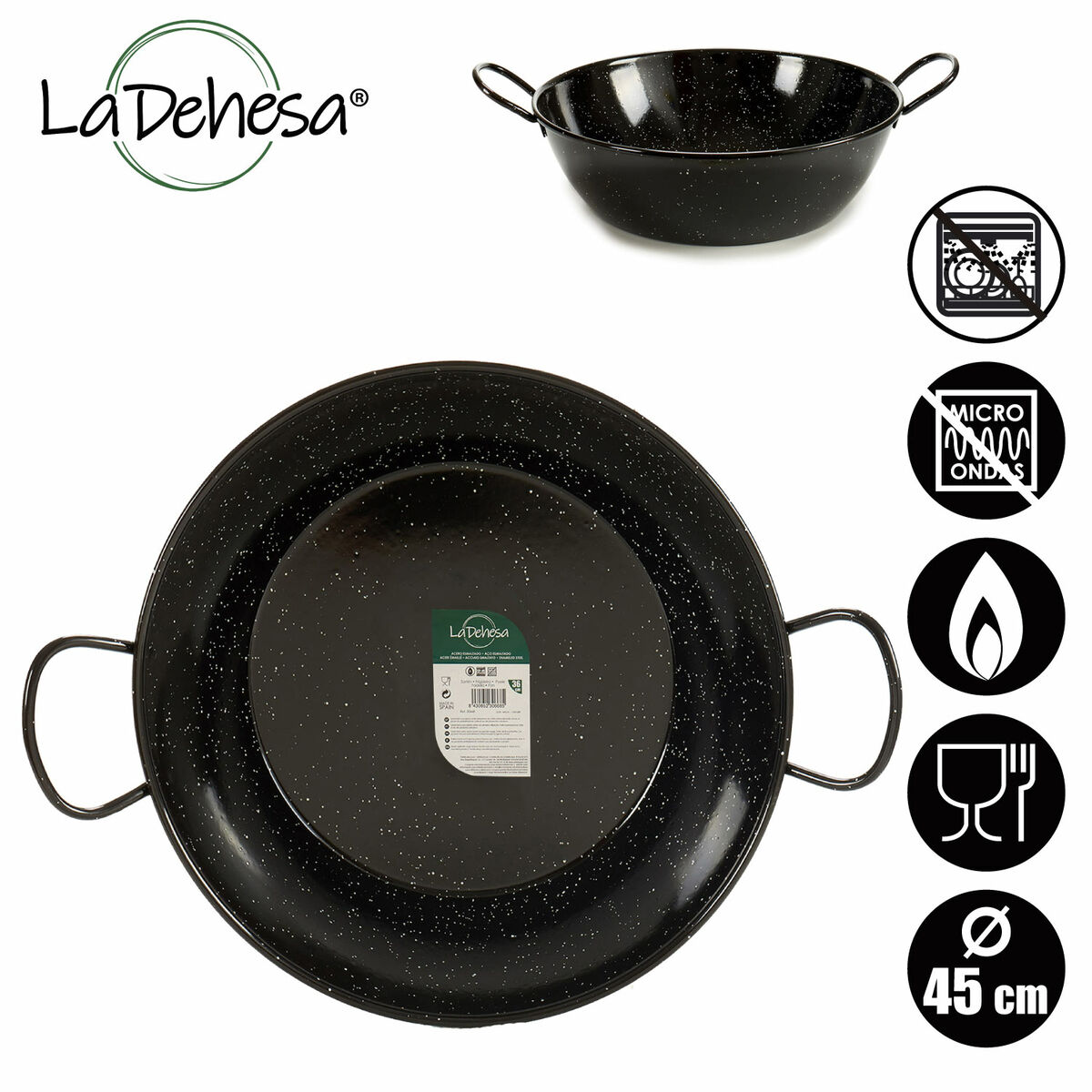 Deep Pan with Handles La Dehesa Black Enamelled Steel
